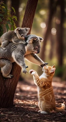 Koala and Cat Interaction You Can’t Miss!