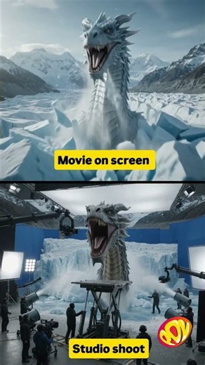 How Hollywood makes an ice dragon rise from a glacier. #shorts #behindthescenes #vfx