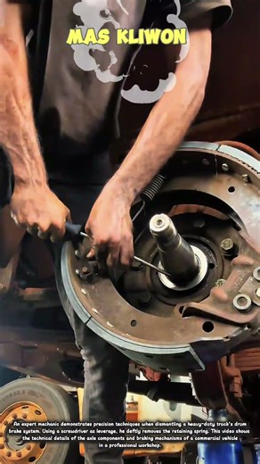 the process of installing springs on rear truck brake shoes