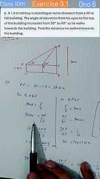 CLASS 10 Maths Ch 9| Ex 9.1 Qno 6 | Some Applications Of Trigonometry| NCERT #uppalmathematics