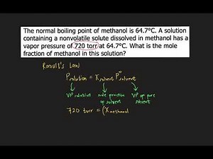 The normal boiling point of methanol is 64.7°C. A solution containing a nonvolatile solute dissolved
