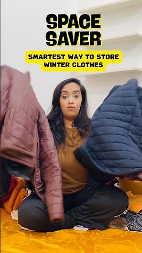 The Smartest Way to store Winter Clothes & Save Space 😍 #shorts