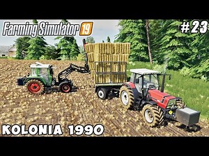 Harvesting wheat, baling straw, spreading manure | Kolonia 1990 | Farming simulator 19 | ep #23