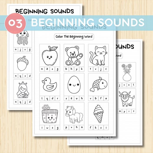 Beginning Sounds Worksheets, A-Z Letter Sounds Activity, Preschool, Kindergarten, Pre-k Printable Activity Book,letter Phonics Practice. - Etsy