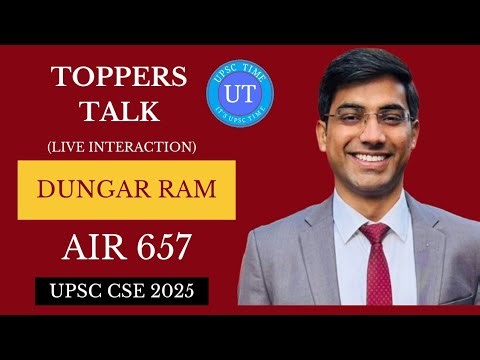 UPSC Topper Dungar Ram (AIR 657) Live Interaction l Toppers Talk l UPSC TIME