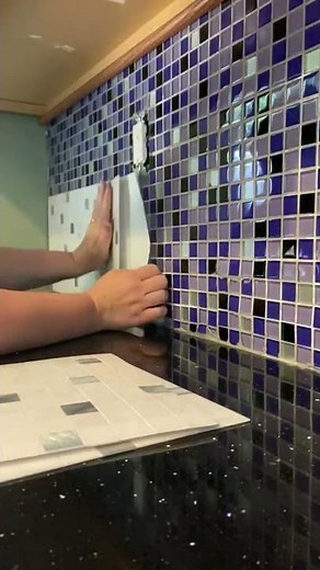 Peel and Stick backsplash tile over tile