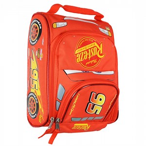 Disney Cars Lunch Box Lightning McQueen Built Up 3-D Race Car Lunch Bag Tote
