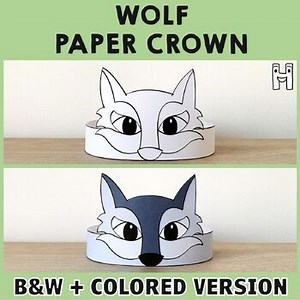 Wolf Paper Crown Headband Forest Animal Woodland Coloring Craft Activity Print