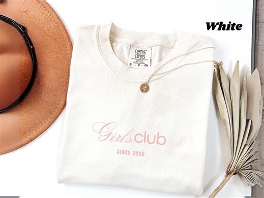 Girlsclub Pink Script T-shirt | Garment-dyed Cotton Crewneck Tee - Etsy