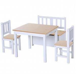 [Hot Item] Good Sale Kid Activity Table White Solid Wooden Kid Play Table Sets with Chair
