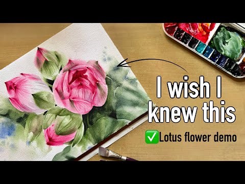 watercolor painting for beginners | lotus flower demo