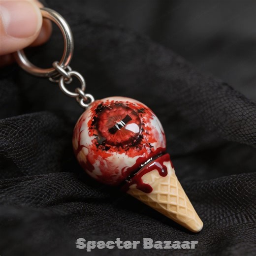 Gothic Eyeball Ice Cream Keychain, Creepy Cute Necklace, Horror Resin Accessory for Dark Aesthetic - Etsy