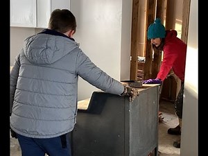 Nail Biter - How to move a 500 lb Fisher Wood Stove Burning Fireplace Steel & a Mishap Heavy items