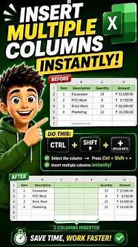 How to Insert Multiple Columns in Excel | Excel Shortcut.⭐shortcut key for excel. #shorts