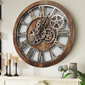 America Line Wall Clock 24 Inches With Real Moving Gears Vintage Brown - Etsy