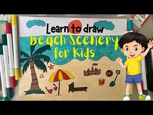 How to Draw a Beach Scene Easy for Kids | Simple and Fun Tutorial | Step-by-Step Guide | Cute Beach