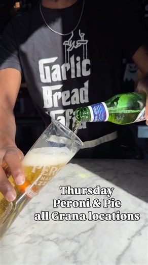 GRANA on Instagram: "Peroni & Pie — name a better duo, we’ll wait. 🍕🍺 Get yours for just $18 during Aperitivo Hour, or swing by any Grana location on Thursday to snag the deal all day long (yes, even lunch counts). #GranaATL #PeroniAndPie #AperitivoHour #AtlantaFoodie #PizzaAndBeerDoneRight"
