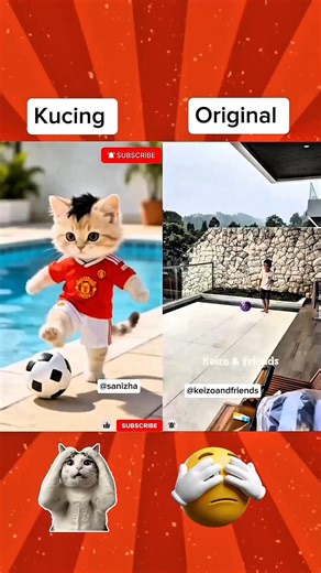 Cat playing ball near the swimming pool ‼️🤭 #cat #animation #comedy #funny #cat #trendingshorts