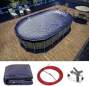 ColourTree 12' x 24' Premium Oval Blue Winter Swimming Pool Cover Tarp Tarpco Safety Extra Heavy Duty & Waterproof, UV Resistant (Cover Size: 20'x29’/ 4 ft .Overlap) - (We Customize Size)