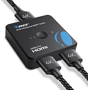 OREI HDMI Switch 4K HDMI Splitter - 2x1 Bi Directional - 4:4:4 8-bit - HDMI 2.0, HDCP 2.2, 18 Gbps, 4K @ 60Hz HDMI UltaHD High Resolution Switch Between 2 Inputs or Toggle Displays (UHDS-212)