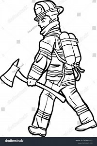 Illustration Cartoon Firefighter Carrying Axe Emergency Stock Vector (Royalty Free) 2414907621 | Shutterstock