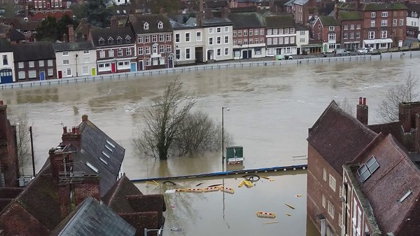 Bewdley in Worcestershire where floodwater has breached town's flood defences