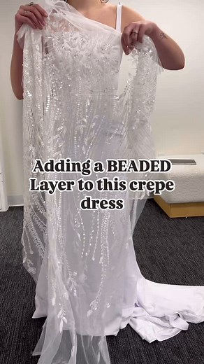 81K views · 340 reactions | Next steps: sewing a tulle layer to place on top of her crepe dress to attach the lace appliqués to | Heming & Fitz | Facebook