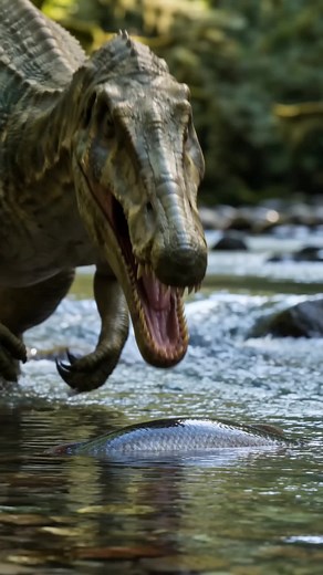 Baryonyx fängt Fisch am Fluss | Dino-Showcase