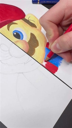 Drawing Mario in two different styles #art #drawing #shorts