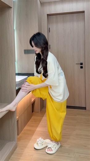 Bright Yellow “OK!” Pajama Set for Fun & Cozy Vibes #girlsoutfit #outfitideas #shorts