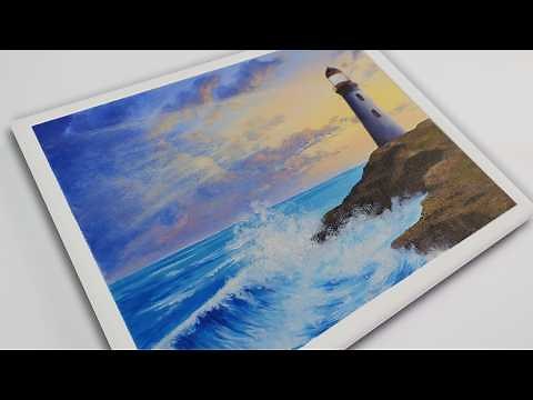 Lighthouse Painting for Beginners | Acrylic Painting Tutorial | Acrylic Seascape