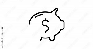 piggy bank animated outline icon