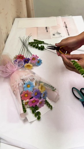 Mini daisy bouquet #ลวดกํามะหยี่diy #dasiy