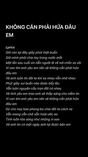 Không Cần Phải Hứa Đâu Em - Karaoke, Lyrics, Cover