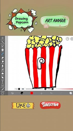 Easy Popcorn Drawing 🍿 #drawing #art #creative