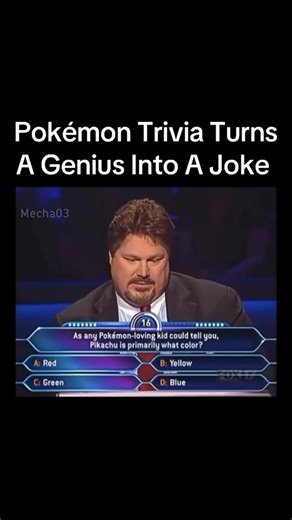 DEXWireNews on Instagram: "⚡ Game Show Contestant Dan Blonsky Lost $1M Because Pikachu’s Color Broke His Brain 💀 📱Download our Mobile App (iOS / Android) 🔗 https://link-to.app/dexwirenews Mecha03, trivia god, hits the $1M question: Pikachu is primarily what color? A: Red B: Yellow C: Green D: Blue He panics. Uses 50/50 — gone. Calls a friend — “It’s yellow!” — ignores. Asks audience — 99% say B. Locks in C: Green BUZZ. Dreams die. Internet lives forever. #Pokémon #PikachuFail #TriviaCrash #Ye