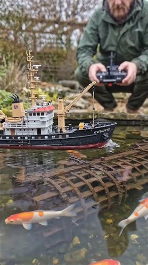 RC Cargo Ship Sailing in Pond Full of Koi Fish! 😱