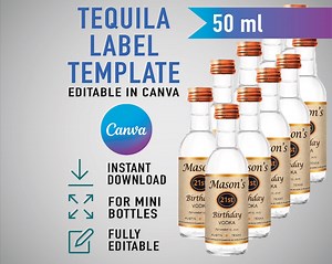 Custom Mini Vodka Template, Titos Label, Printable Personalized Alcohol Label, Birthday Wedding Bachelor Graduation Anniversary Gift. 50ml - Etsy