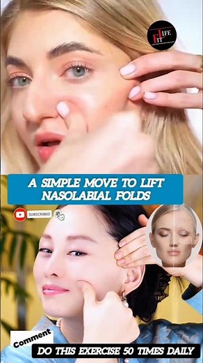 A Simple Move To Lift Nasolabial Folds | Face Lifting Yoga 😱 #yoga #faceyoga #skincare #shorts
