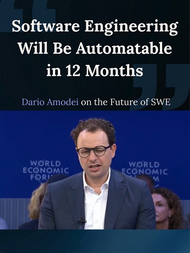 Anthropic CEO Dario Amodei predicts that within 6 to 12 months, AI could do most or all software engineering work, pushing engineers into editor roles. #ai#anthropic#claude