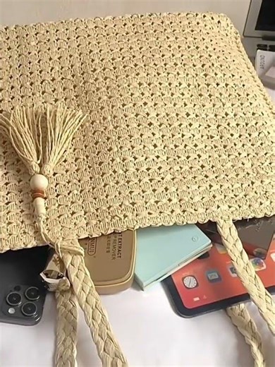 Boho Chic Straw Tote Bag - Your Perfect Summer Companion! #strawbag #totebag #summerfashion #boho