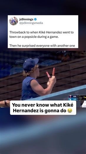 Joshua Shiffman on Instagram: "Remember when Kiké Hernandez savored not one, but two popsicles during a game? Now, the excitement continues as he re-signs with the Los Angeles Dodgers⚾️🔥 - Follow (@js9innings) for insane baseball content⬅️ - Use BRUCE BOLT code “JS9” for an exclusive offer on your next order for the best baseball equipment and accessories ⚡️ - Via - (@mlb) - #baseball #MLB #sports #baseballlife #baseballlove"