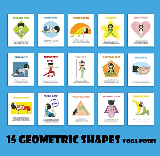 15 Printable Geometric Shapes Yoga Cards for Kids / Movement & Mindfulness - Etsy