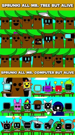 SPRUNKI ALL MR. TREE 🆚 SPRUNKI ALL MR. COMPUTER BUT ALIVE #sprunki #gameplay #games #roblox #shorts