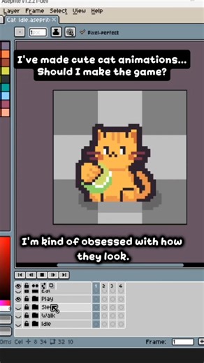 made pixel art cat animations... should I make this a game? #indiedev #pixelart #catgames #gamedev