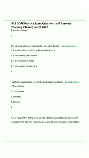 NAB CORE Practice Exam Questions and Answers Marking scheme Latest 20232
