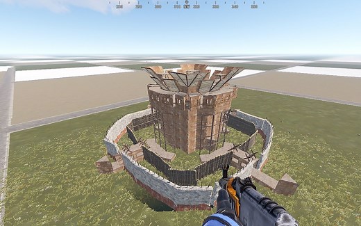 rust建筑 2x2 开放式核心 宽缝隙分离炮眼