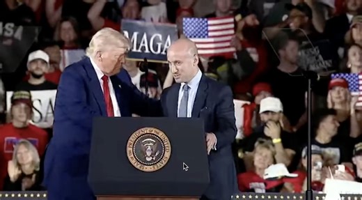 'Come up here': Trump brings crooked crony Stephen Miller on stage, celebrates his evil during Michigan rally