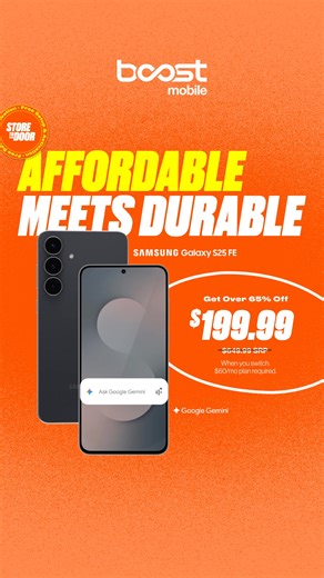 2.1K views | Galaxy S25 FE: Durable, immersive, long-lasting battery. With Boost 5G, it’s premium performance without the premium price. | Boost Mobile | Facebook
