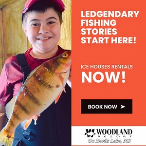 Book your ice fishing trip with Woodland Resort and enjoy walleye/perch fishing in modern day comforts with all the amenities! | Woodland Resort, Devils Lake, ND